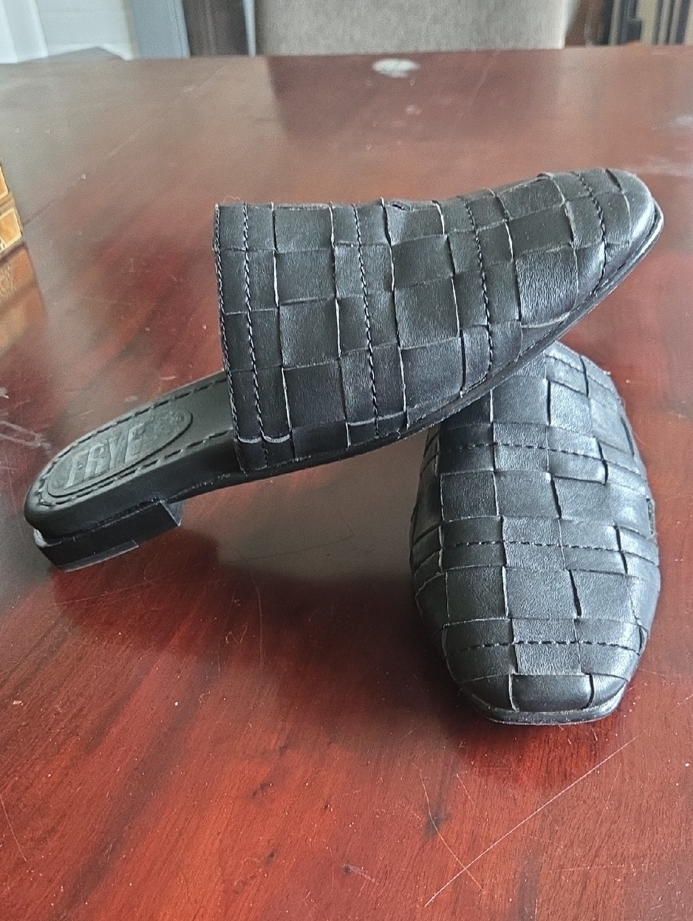 Frye Cara Mules Woven Black Size 8 Women